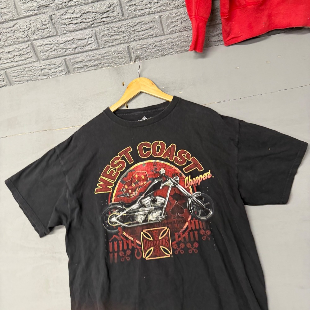 West Coast Choppers Mens XL Black Graphic Tee Motorcycle Biker Shirt Short Slee